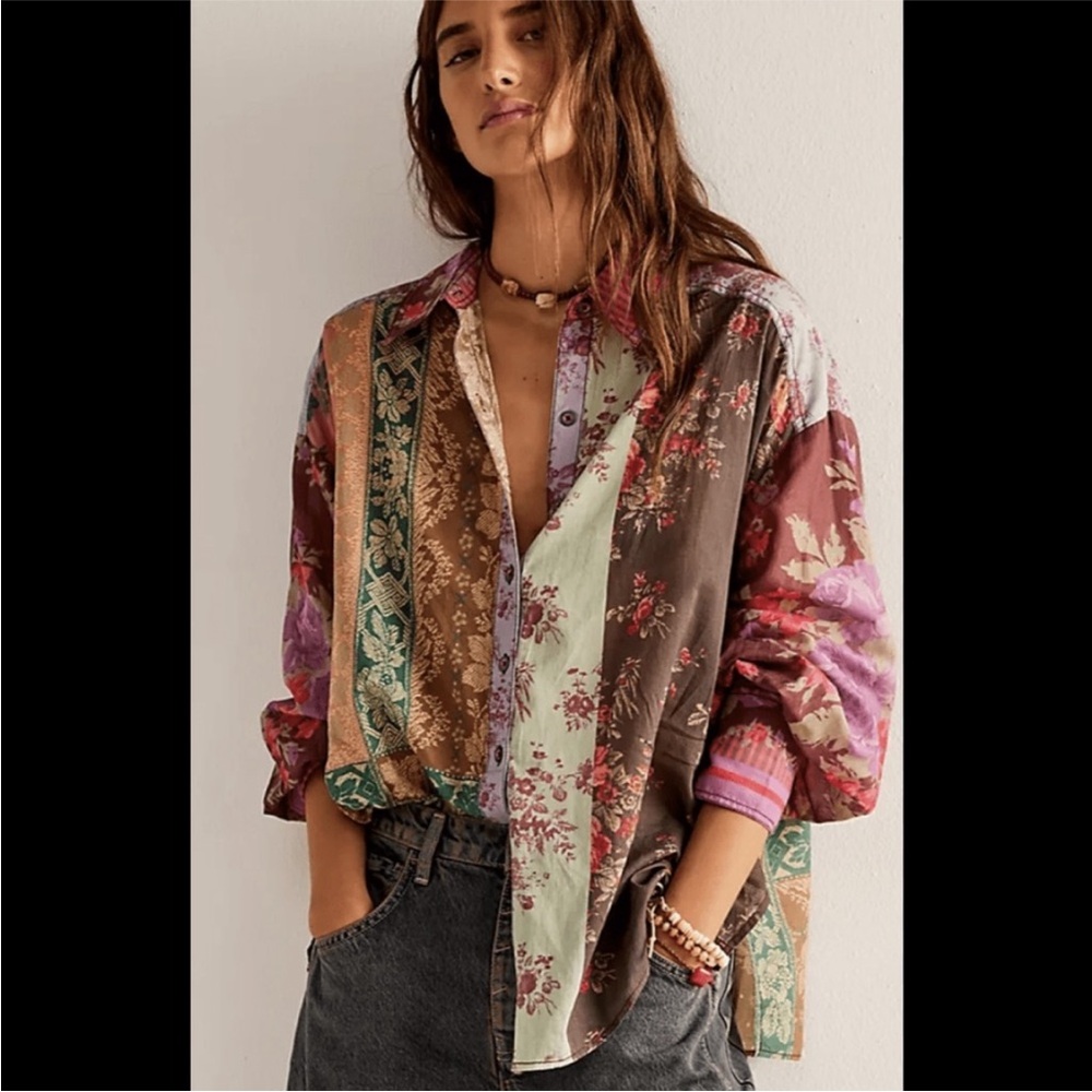 Free People Flower Patch Mixed Media
Patchwork Button Down Floral Top - Picture 5 of 5